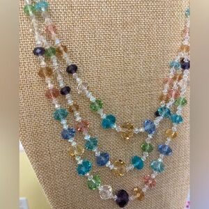 Multi Colored 3 Strands‎ Layered Necklace